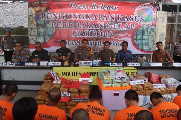 Polres Lampung Selatan Ungkap Kasus Narkotika Rp2,9 Miliar, Musnahkan 39,225 Kg Narkoba