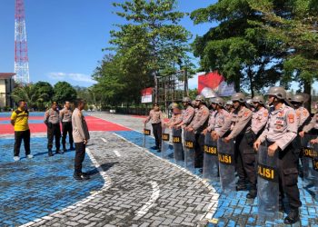 Kapolres Pesawaran Pimpin Langsung Latihan Dalmas, Siap Amankan Pemungutan Suara Ulang