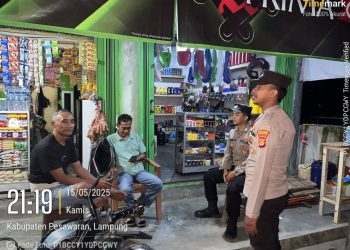 Polsek Padang Cermin Sisir Jalur Rawan Way Ratai, Wujudkan Malam Aman untuk Warga
