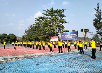 Jaga Kebugaran dan Kekompakan, Polres Pesawaran Gelar Olahraga Rutin Penuh Semangat