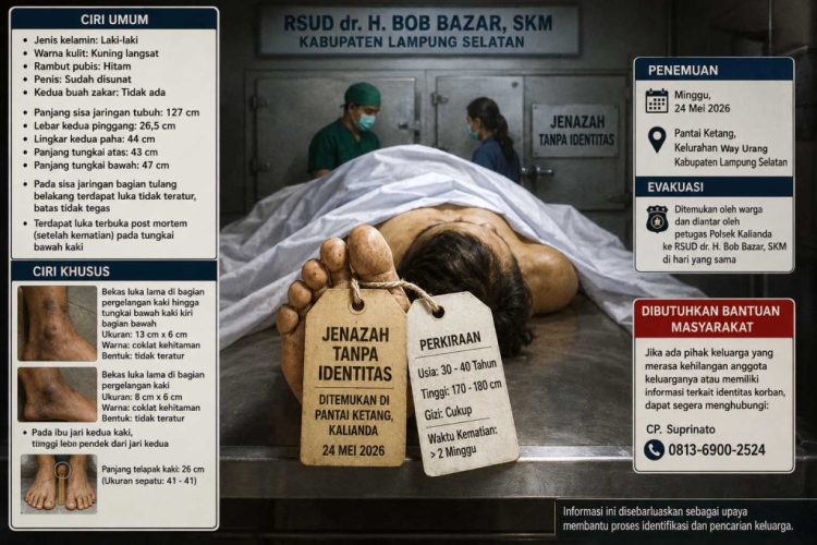 Polisi dan RSUD Bob Bazar Ungkap Ciri-ciri Mayat Tanpa Identitas di Pantai Ketang