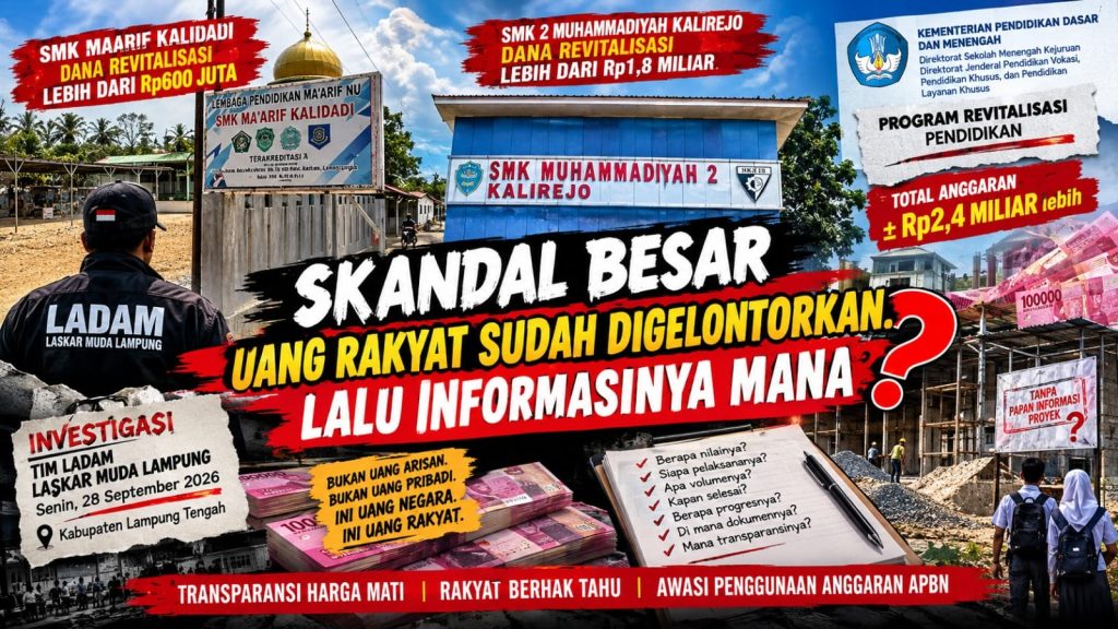 Kepala Sekolah Tak Berada di Lokasi, LADAM Soroti Proyek Revitalisasi Dua SMK di Lampung Tengah