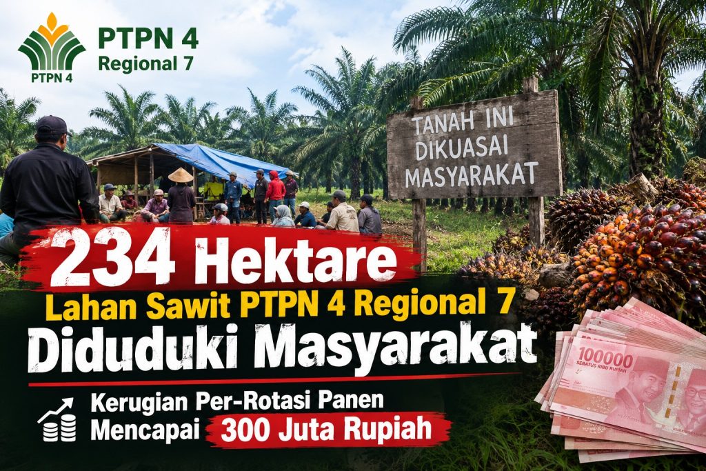 Konflik Agraria PTPN 4 Bekri: 234 Hektare Dikuasai, Panen Terhenti, Kerugian Mengintai