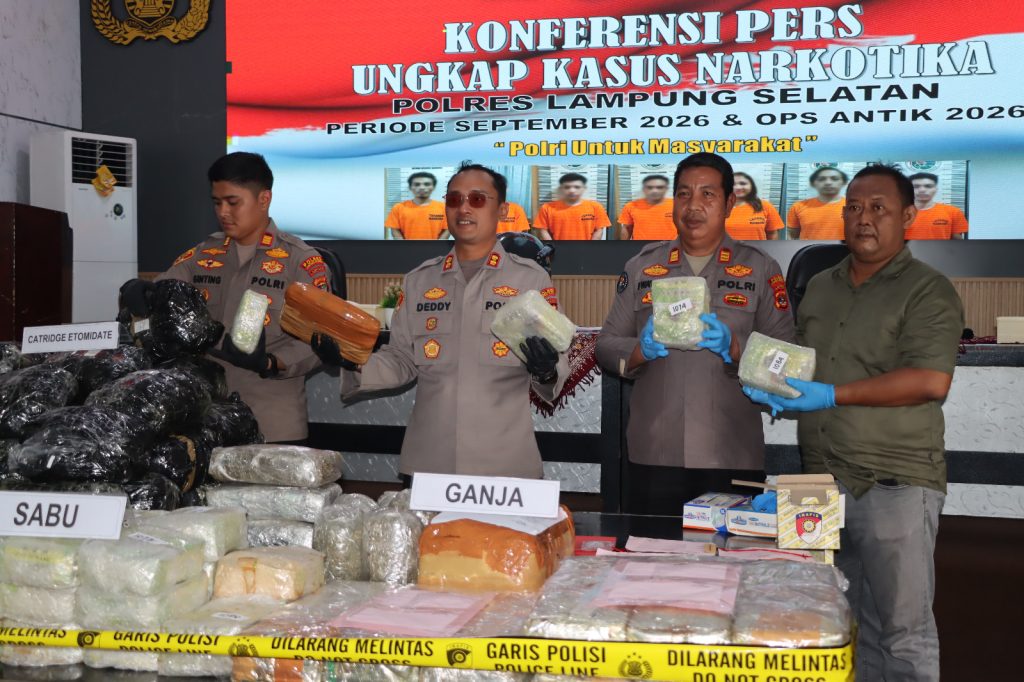 27 Laporan Polisi, 34 Tersangka dan 79,2 Kg Sabu Diamankan Polres Lampung Selatan